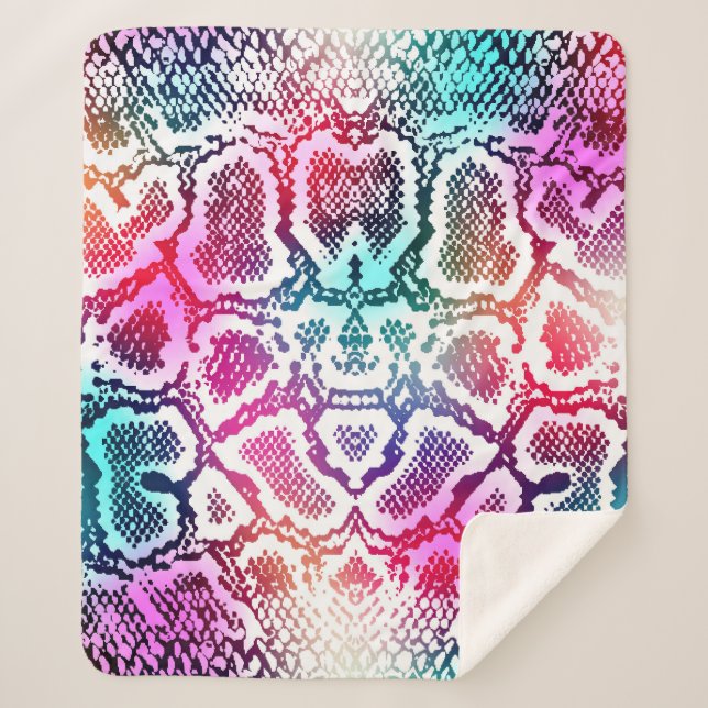 Colourful Snake Skin Texture Pattern. Sherpa Blanket (Front)
