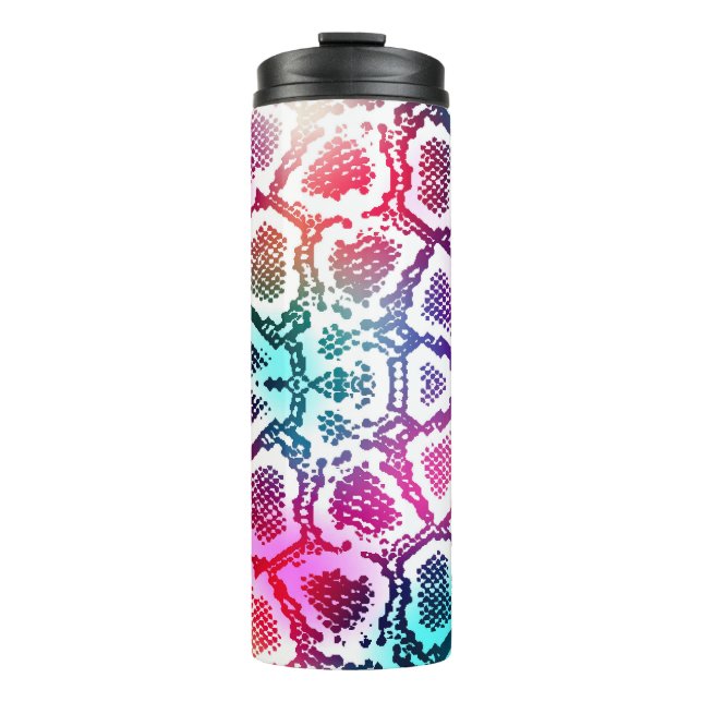 Colourful Snake Skin Texture Pattern. Thermal Tumbler (Front)