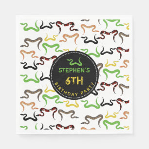Colourful Snakes Python Reptile Birthday Party  Napkin