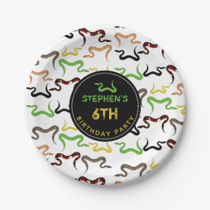 Colourful Snakes Python Reptile Birthday Party Paper Plate