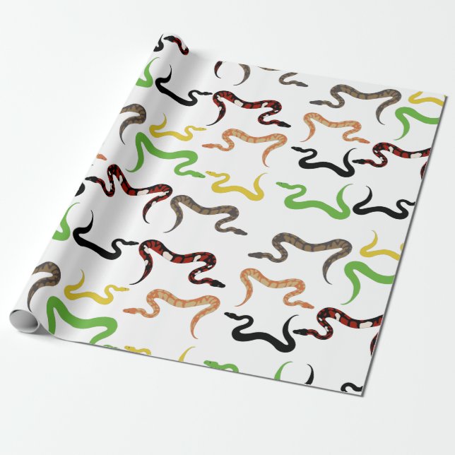Colourful Snakes Python Reptile Pattern  Wrapping Paper (Unrolled)