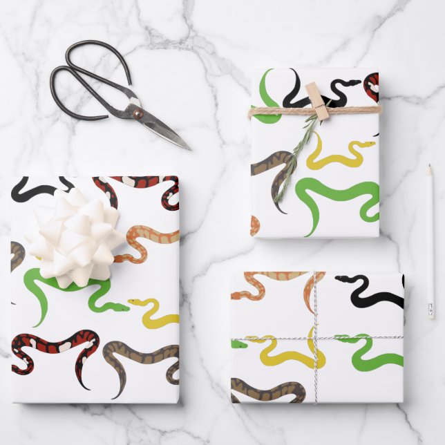 Colourful Snakes Python Reptile Pattern  Wrapping Paper Sheet (Front)
