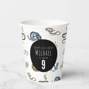 Colourful Snakes Reptile Animal Birthday Party Paper Cups