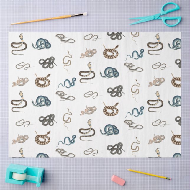 Colourful Snakes Reptile Animal Pattern Tissue Paper (Craft)