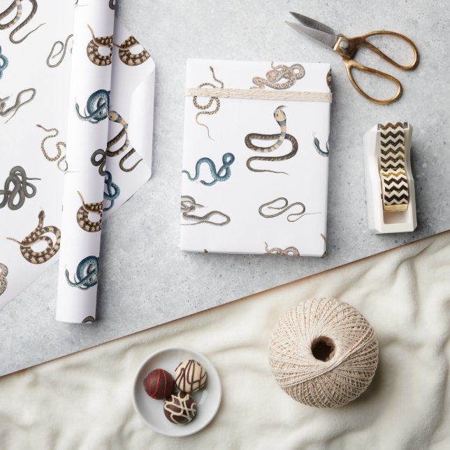 Colourful Snakes Reptile Animal Pattern Wrapping Paper (Crafts)