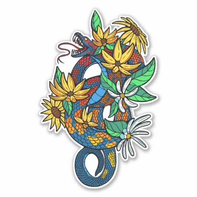 Colourful snakes with flowers  (Front)