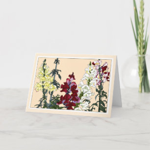 Colourful Snapdragons, Botanical Art Card