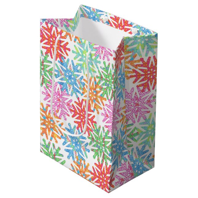 Colourful Snowflake Gift Bag (Front Angled)