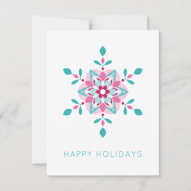 Colourful Snowflake Happy Holidays Custom Holiday Card (Front)