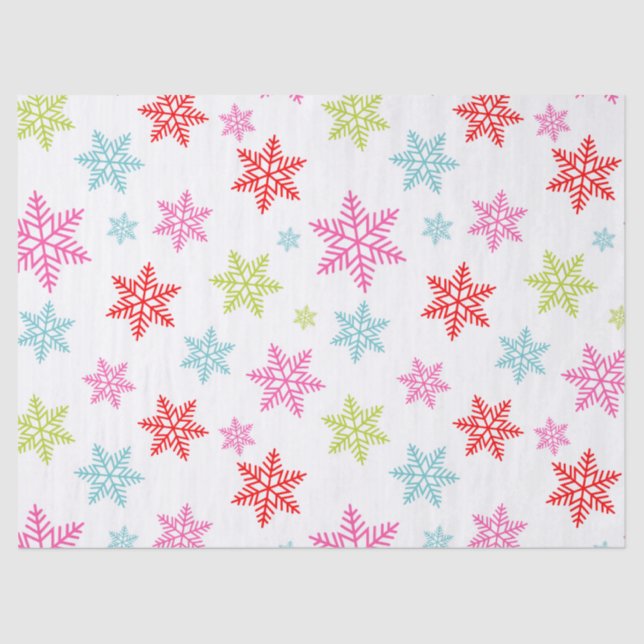 Colourful Snowflake Pattern – Festive Winter Desig Tissue Paper (Front)