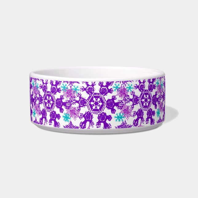 Colourful Snowflake Pet Food Bowl (Front)