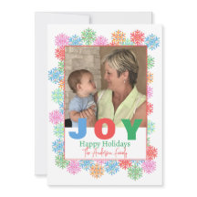 Colourful Snowflake Photo Holiday Card