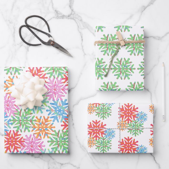 Colourful Snowflake Wrapping Paper (Front)