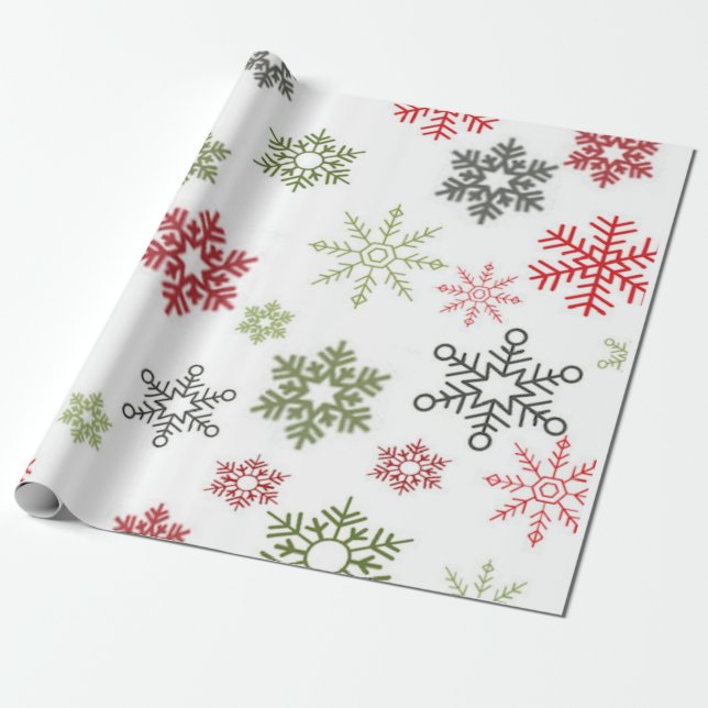 Colourful Snowflakes Christmas wrapping paper (Unrolled)
