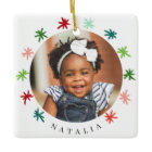 Colourful Snowflakes Kids 2 Photo Name Christmas