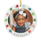 Colourful Snowflakes Kids 2 Photo Name Christmas