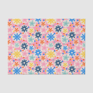 Colourful Snowflakes on Pink Holiday Pattern Tissue Paper