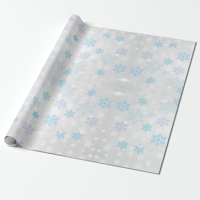Colourful Snowflakes on White Wrapping Paper (Unrolled)