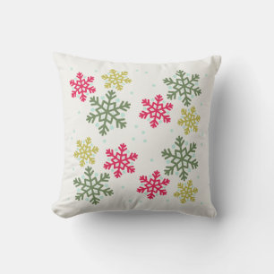 Colourful Snowflakes Winter Pillow