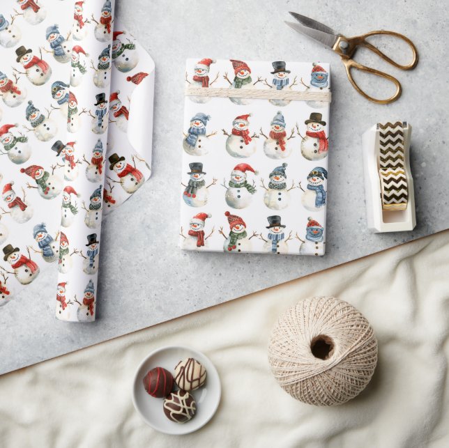 Colourful Snowman Christmas Wrapping Paper (Crafts)