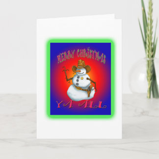 Colourful Snowman design western Howdy Holiday Card