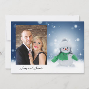 Colourful Snowman personalise with Your Photo Holiday Card