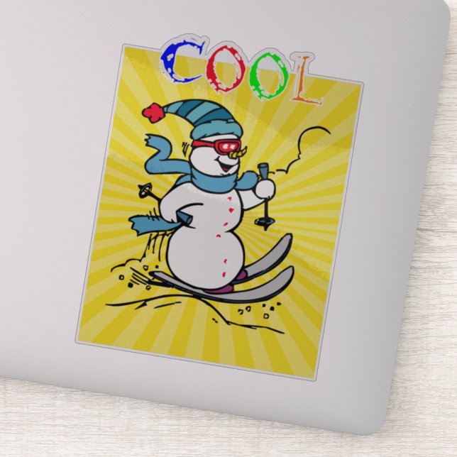 Colourful Snowman Skiing | funny cute snowman | sk (Detail)