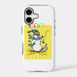 Colourful Snowman Skiing funny cute snowman sk