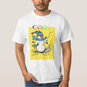 Colourful Snowman Skiing   funny cute snowman   sk T-Shirt
