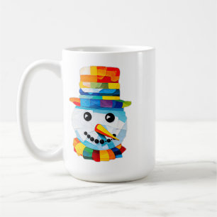 Colourful Snowman Tissue Paper Art Christmas Coffee Mug