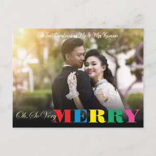 Colourful So Very Merry   2 Photo Christmas Postcard