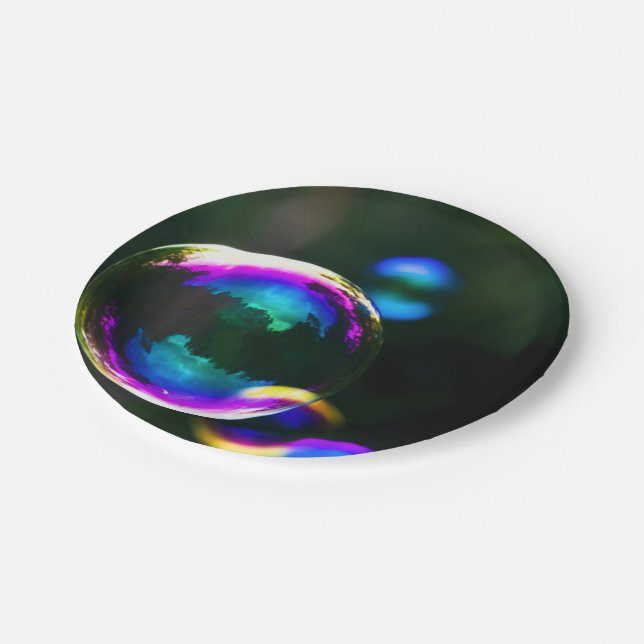 Colourful Soap Bubbles Floating Paper Plate (Angled)