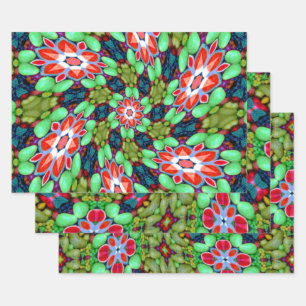 Colourful soap flower pattern wrapping paper sheet