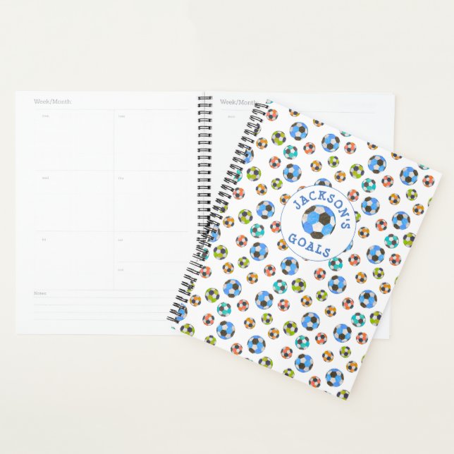 Colourful Soccer Add Your Name Goals Planner (Display)