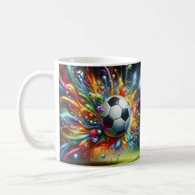 Colourful Soccer Ball Coffee Mug (Left)