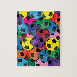 Colourful Soccer Ball Collage Jigsaw Puzzle