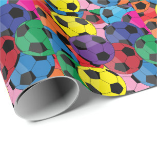 Colourful Soccer Ball Collage Wrapping Paper