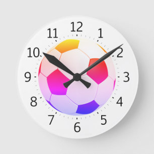 Colourful Soccer Ball   Cool Gifts Round Clock