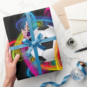 Colourful Soccer Ball Glossy Wrapping Paper