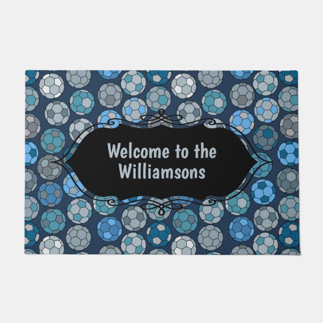 Colourful Soccer Ball Pattern Doormat (Front)