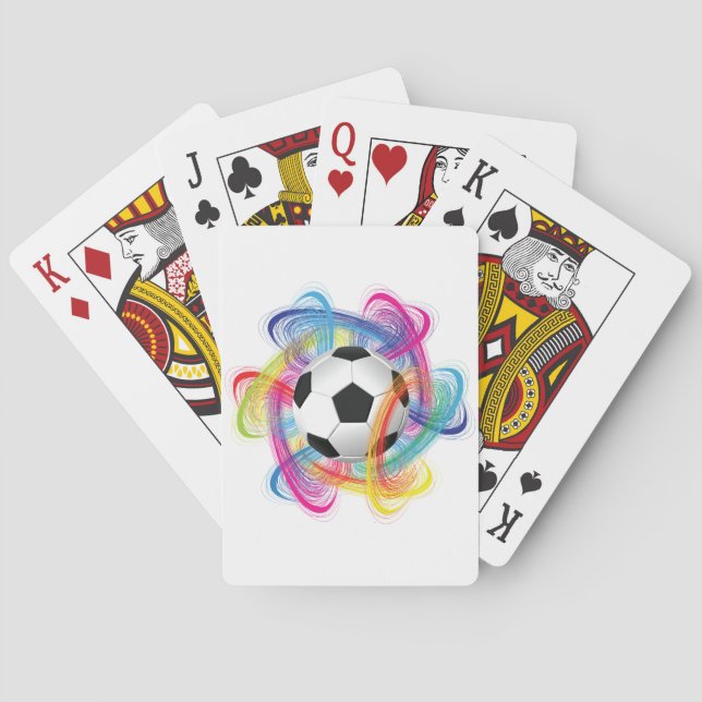 Colourful Soccer Ball Playing Cards (Back)