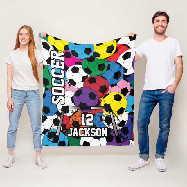 Colourful Soccer Ball with DIY Text Fleece Blanket (In Situ)