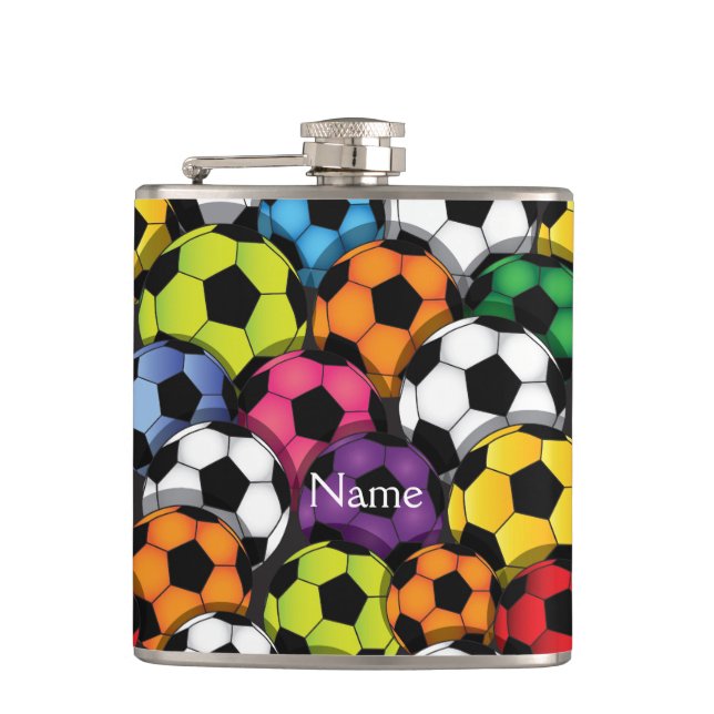 Colourful Soccer Balls Design Flask (Front)