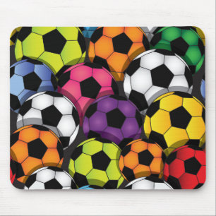 Colourful Soccer Balls Design Mousepad
