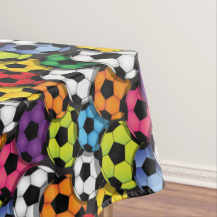 Colourful Soccer Balls Design Tablecloth