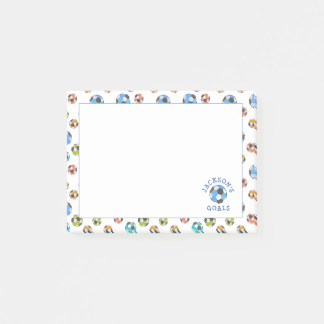 Colourful Soccer Balls Kids Goals Notes (Front)