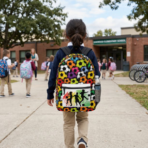 Colourful Soccer Balls Printed Backpack