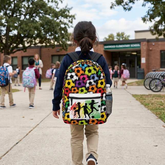 Colourful Soccer Balls Printed Backpack (Creator Uploaded)