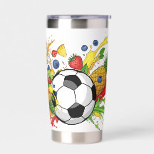 Colourful Soccer Fruit Splash Travel Mug