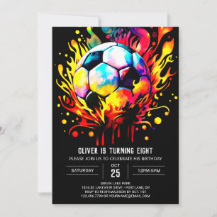 Colourful Soccer Kids Online Birthday Invitation